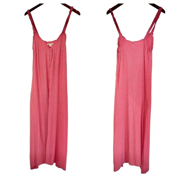 Billabong Sweet Edges midi Dress slip button-front pink women’s small - Picture 4 of 12